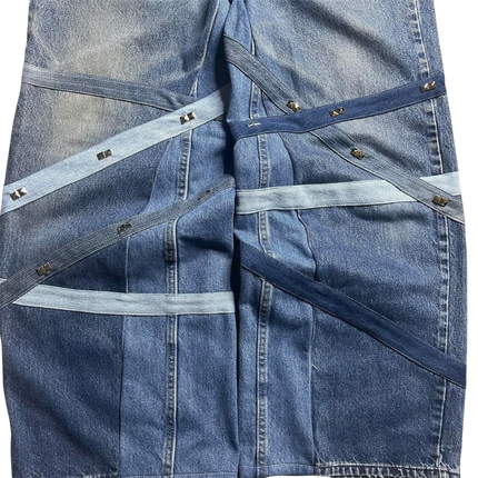 Stud strapped denim